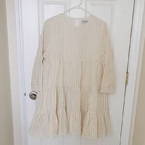 En Saison Cream Textured Tiered Babydoll Dress